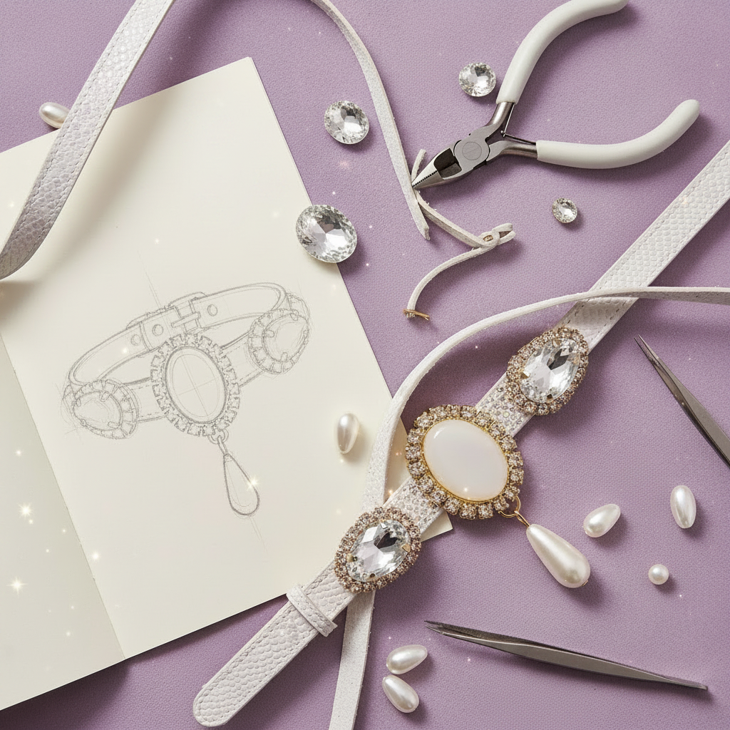From Sketch to Sparkle: the Making of a Pretty Posh Pets Collar