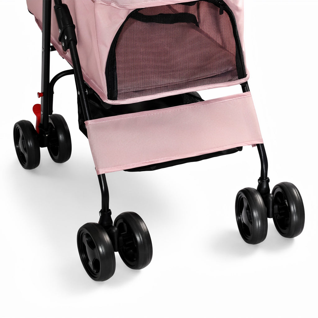 Pink Foldable Pet Stroller for Small Dogs and Cats