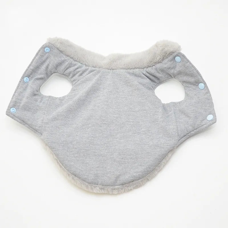 Blue Quilted Pet Coat with Faux Fur Trim & Bow