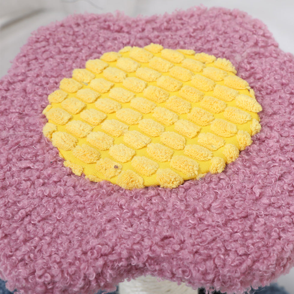 Daisy Flower Cat Scratching Post with Interactive Toys – Pink