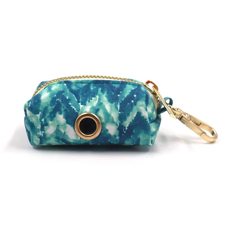 Teal & Blue Dog Harness, Leash and Poop Bag Holder Set