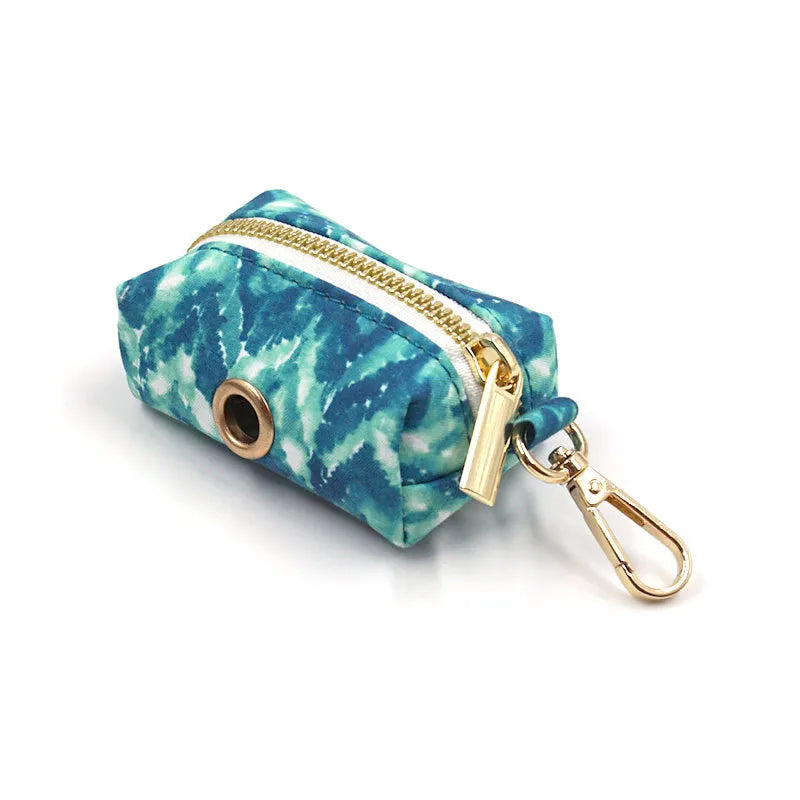 Teal & Blue Dog Harness, Leash and Poop Bag Holder Set