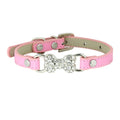 Pink Rhinestone Bone Faux Leather Dog Collar