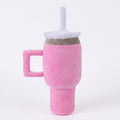 Pink Tumbler Cup Plush Squeaky Dog Toy