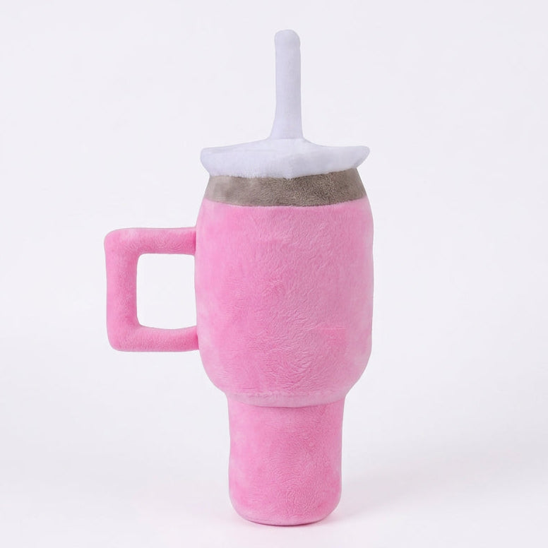 Pink Tumbler Cup Plush Squeaky Dog Toy