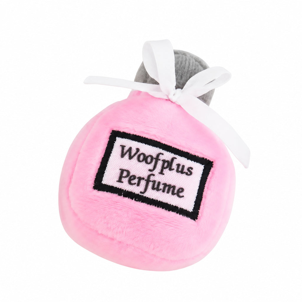 Pink Perfume Bottle Plush Dog Toy