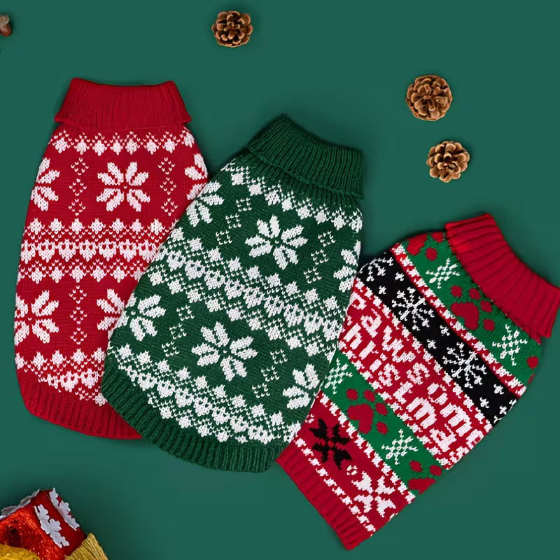 Red Snowflake Christmas Dog Sweater