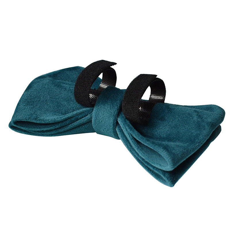 Teal Velvet Dog Collar, Bow & Leash Set