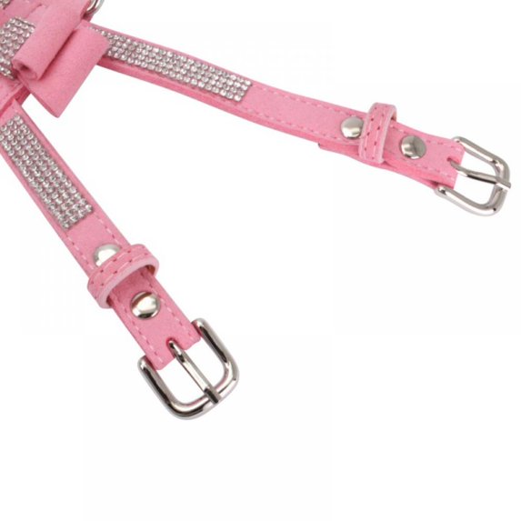 Pink Rhinestone Bow Pet Harness | Sparkly Escape-Proof Harness for Small Dogs & Cats
