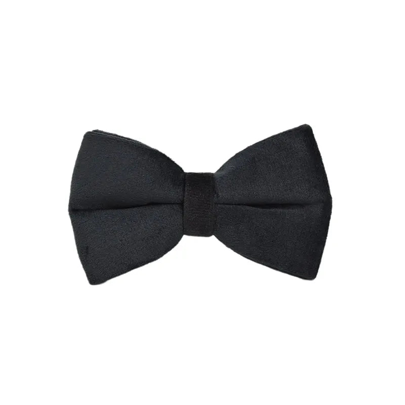 Black Velvet Dog Collar, Bow Tie & Leash Set