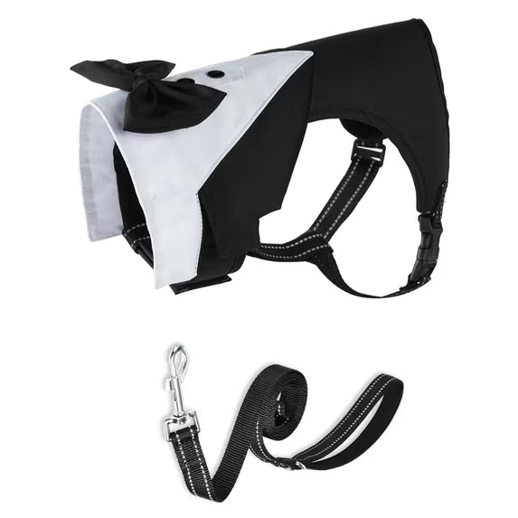 Black Tuxedo Harness & Leash Set for Dogs & Cats