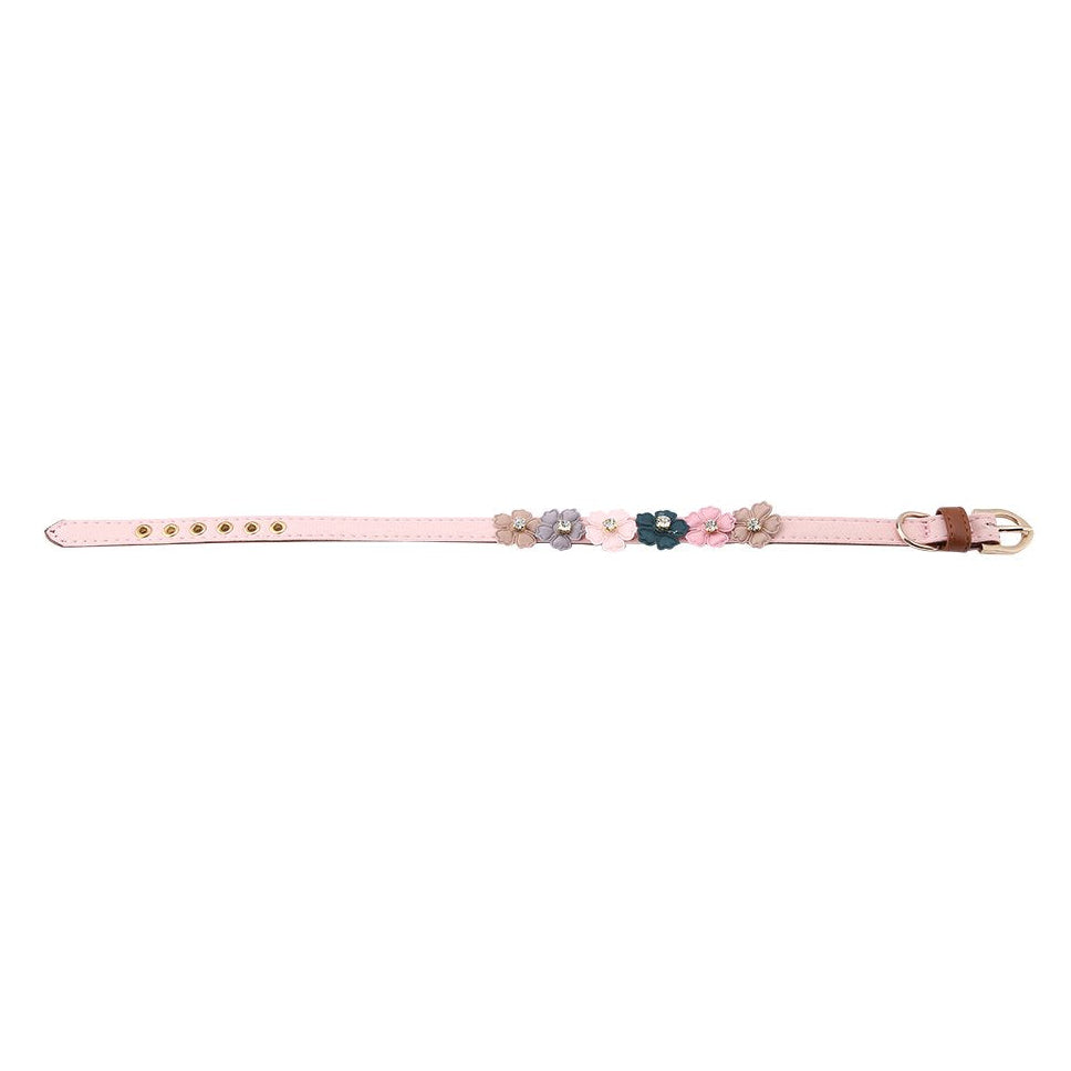 Daisy Bloom Pink Floral Rhinestone Pet Collar