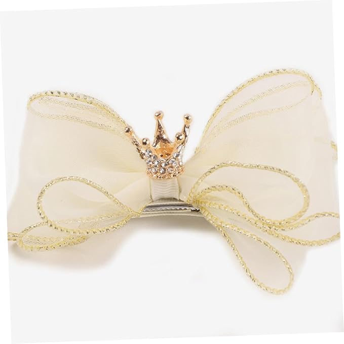 White Crown Bow Hair Clip for Dogs & Cats