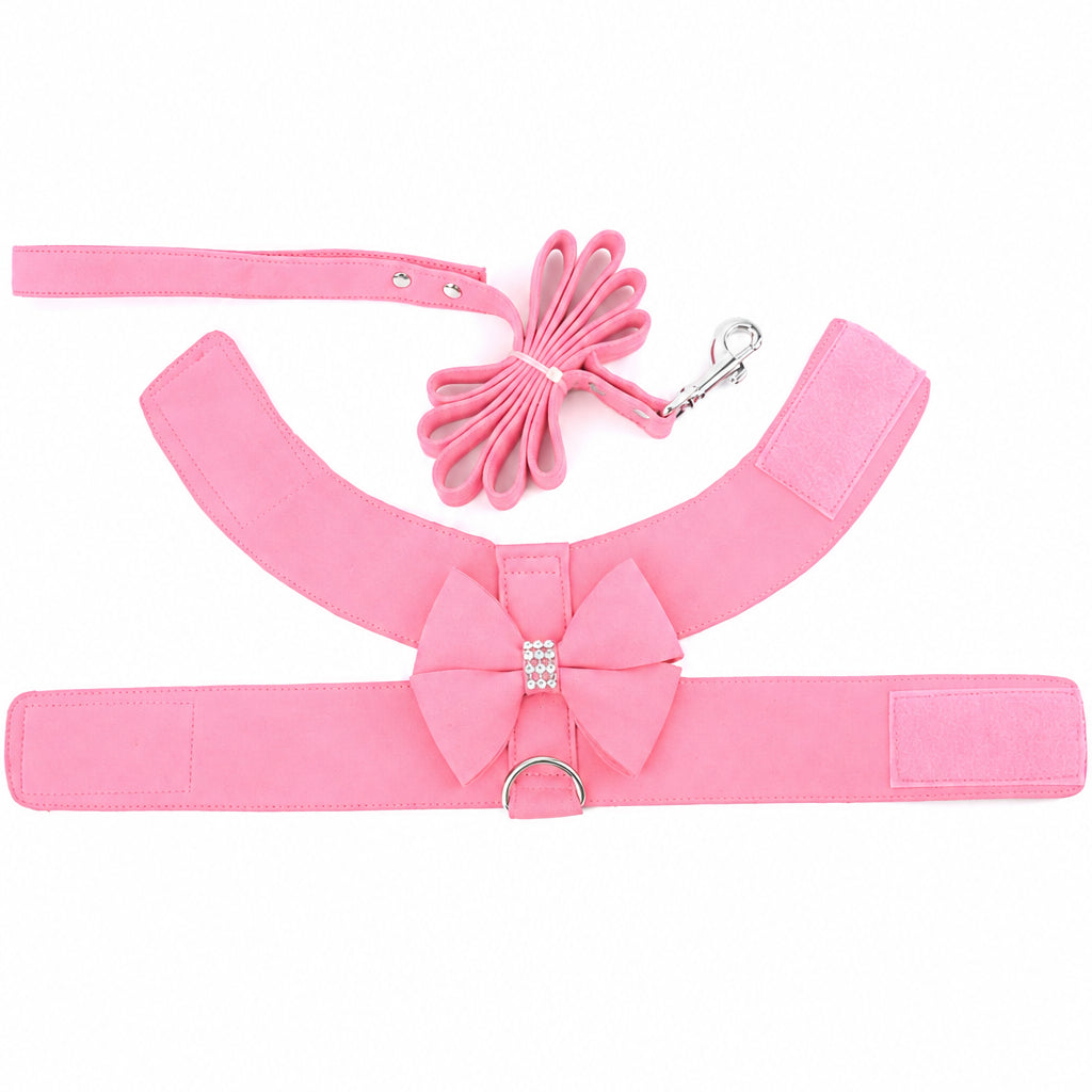 Pink Rhinestone Bow Dog Harness & Leash Set