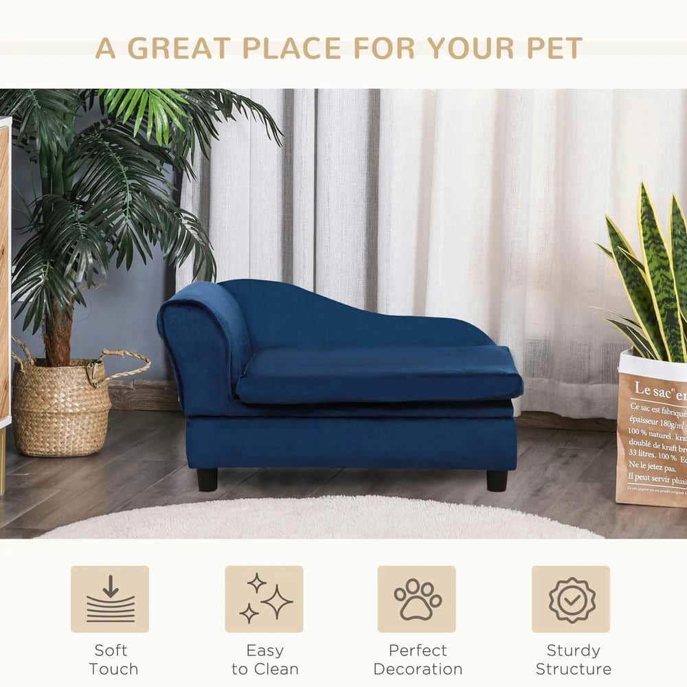 Modern Pet Couch with Hidden Storage – Blue