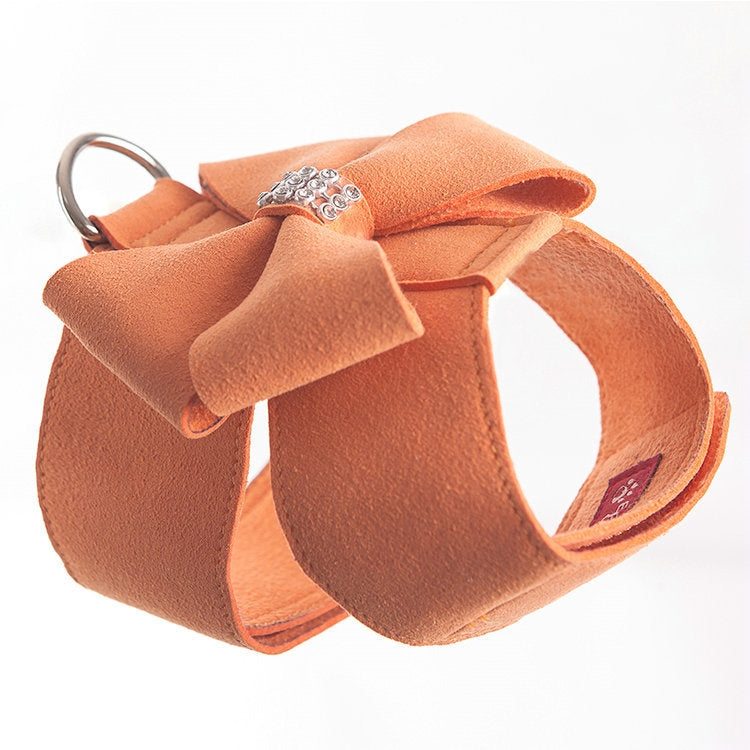 Orange Rhinestone Bow Dog Harness & Leash Set