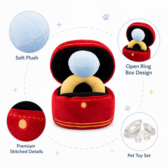 Diamond Ring & Box Plush Dog Toy Set