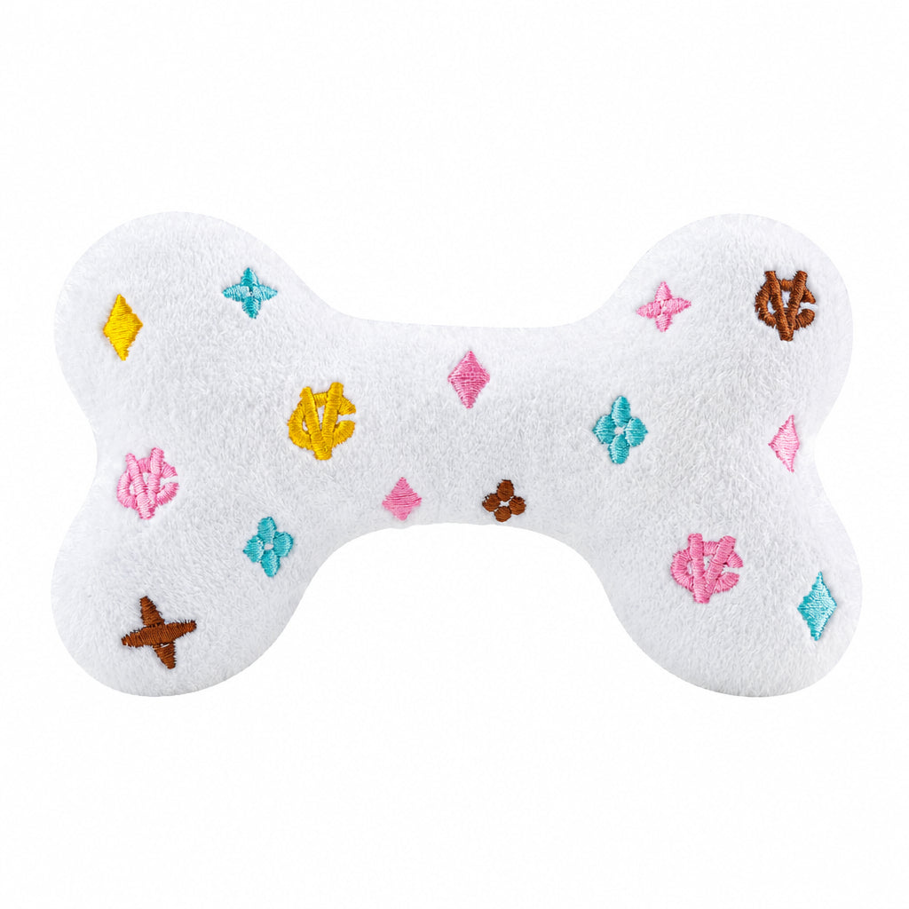 Chewy Vuiton White Bone Plush Dog Toy