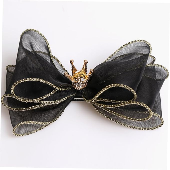 Black Crown Bow Hair Clip for Dogs & Cats