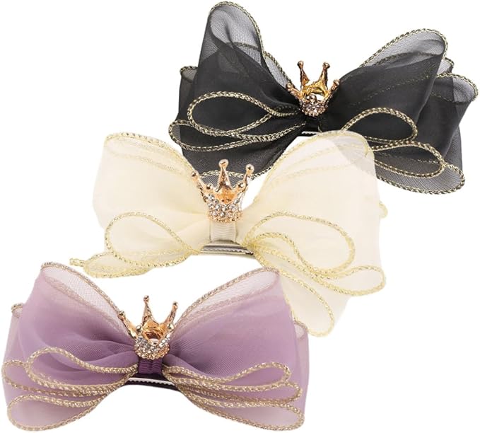 White Crown Bow Hair Clip for Dogs & Cats