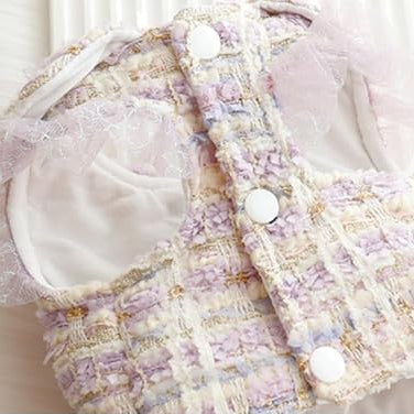 Purple Tweed Bow & Tulle Dress for Dogs & Cats