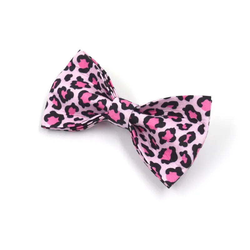 Pink Leopard Print Dog Collar, Bow & Leash Set