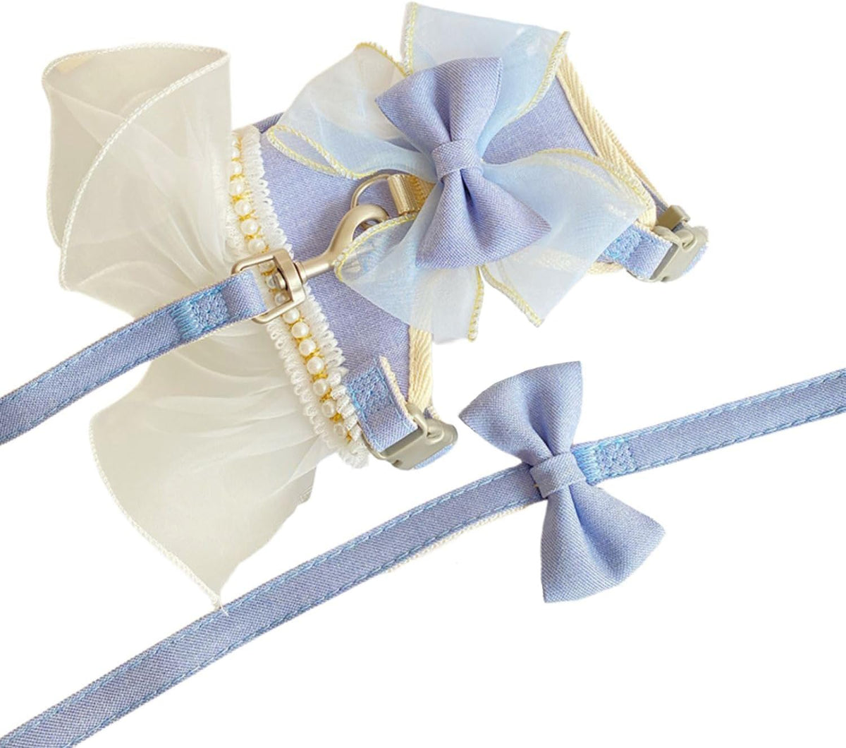 Blue Ruffle Pet Harness Dress & Leash Set