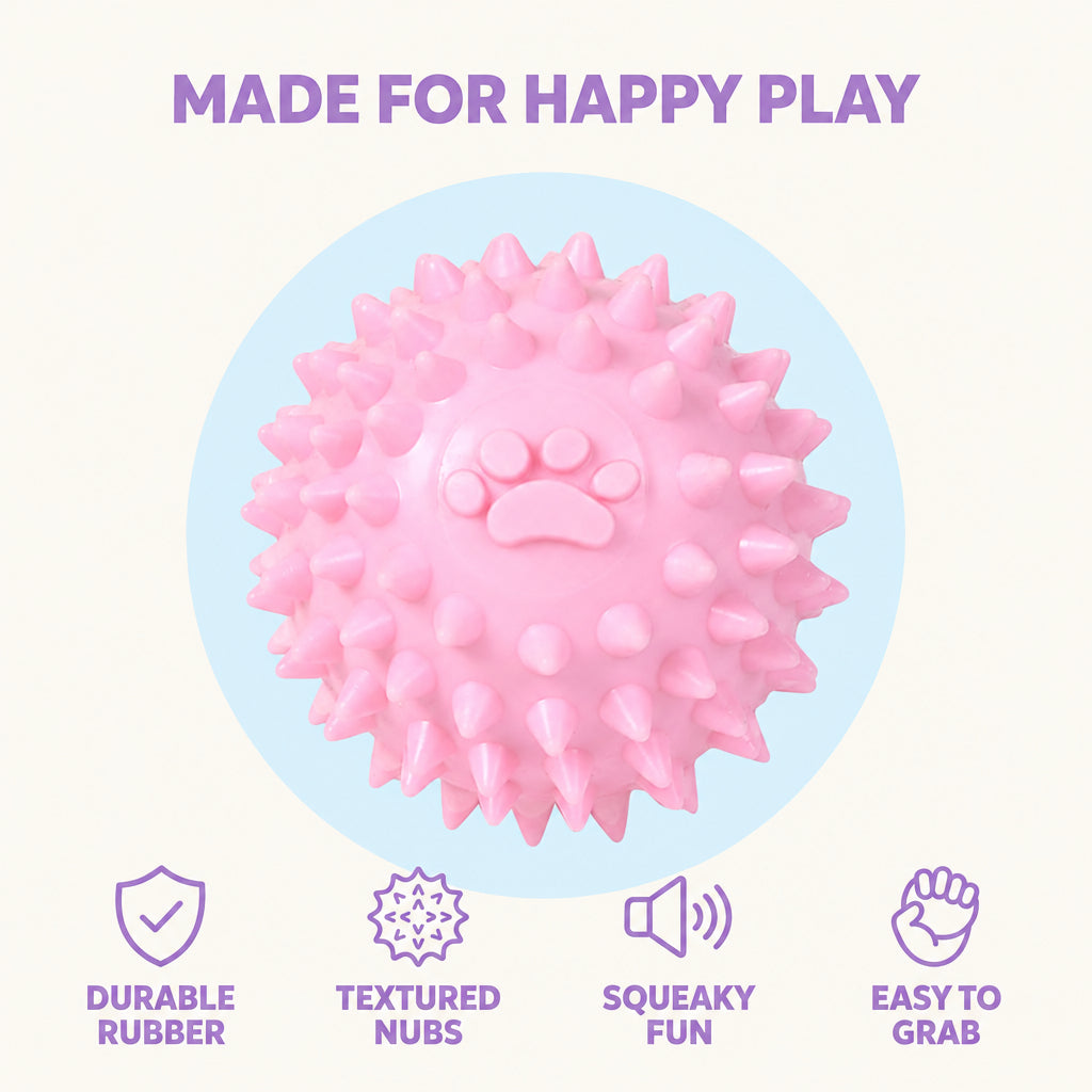 Green Paw Print Spiky Dog Ball Toy