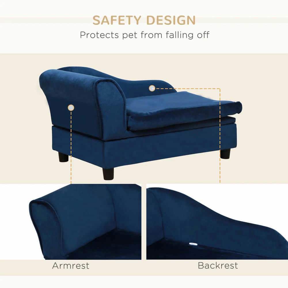 Modern Pet Couch with Hidden Storage – Blue