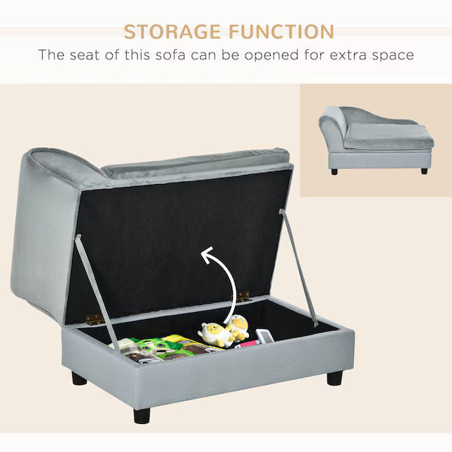 Modern Pet Couch with Hidden Storage – Light Gray