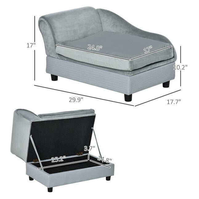 Modern Pet Couch with Hidden Storage – Light Gray