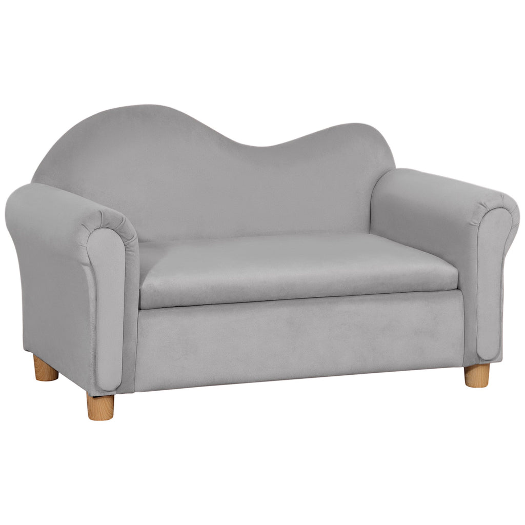 Gray Velvet Pet Sofa Bed with Storage