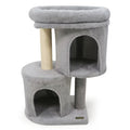 26-Inch Gray Cat Tree with Padded Perch & 2 Condos