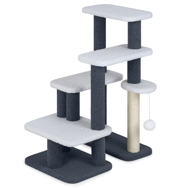 30-Inch Gray Cat Stairs & Climbing Tree with Scratching Post