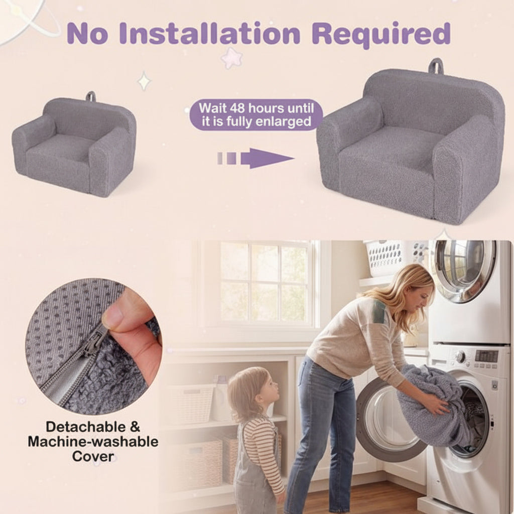 Gray Teddy Fleece Pet Sofa Chair