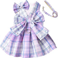 Lavender Plaid Harness Dress & Leash Set for Dogs & Cats