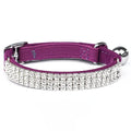 Plum Velvet Rhinestone Collar with Bell – Adjustable One-Size for Cats & Small Dogs