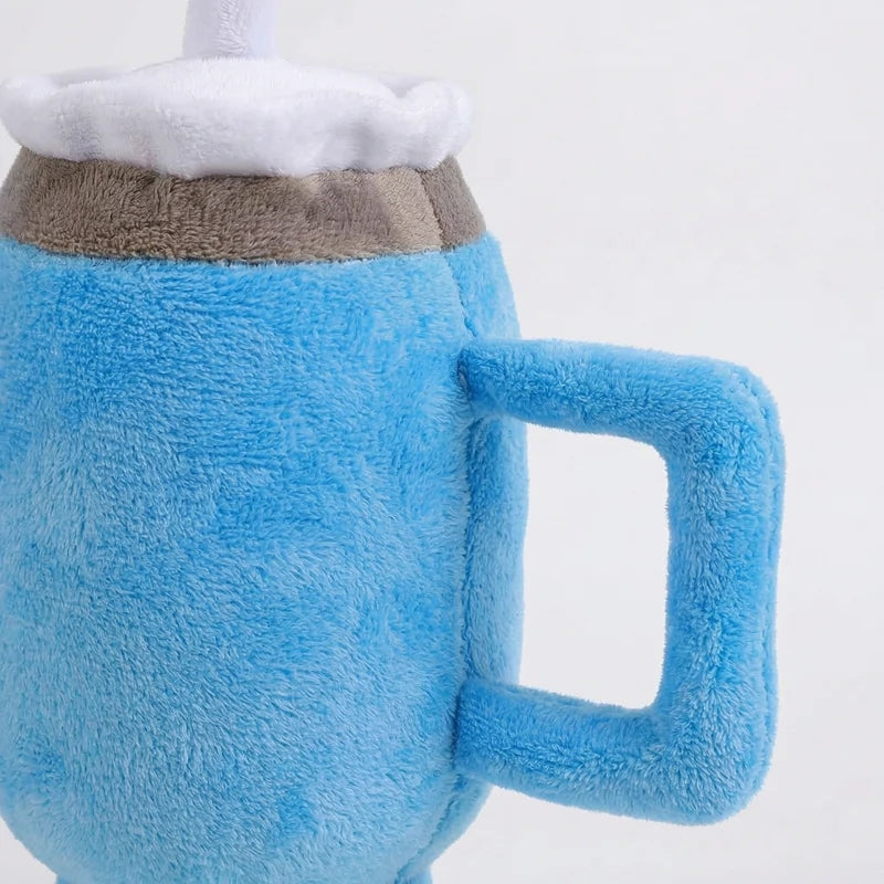 Blue Tumbler Cup Plush Squeaky Dog Toy