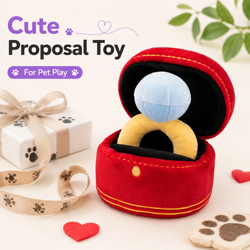 Diamond Ring & Box Plush Dog Toy Set