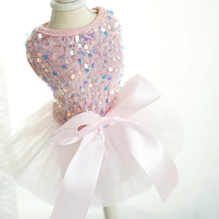 Pink Sequin & Tulle Dress for Dogs & Cats