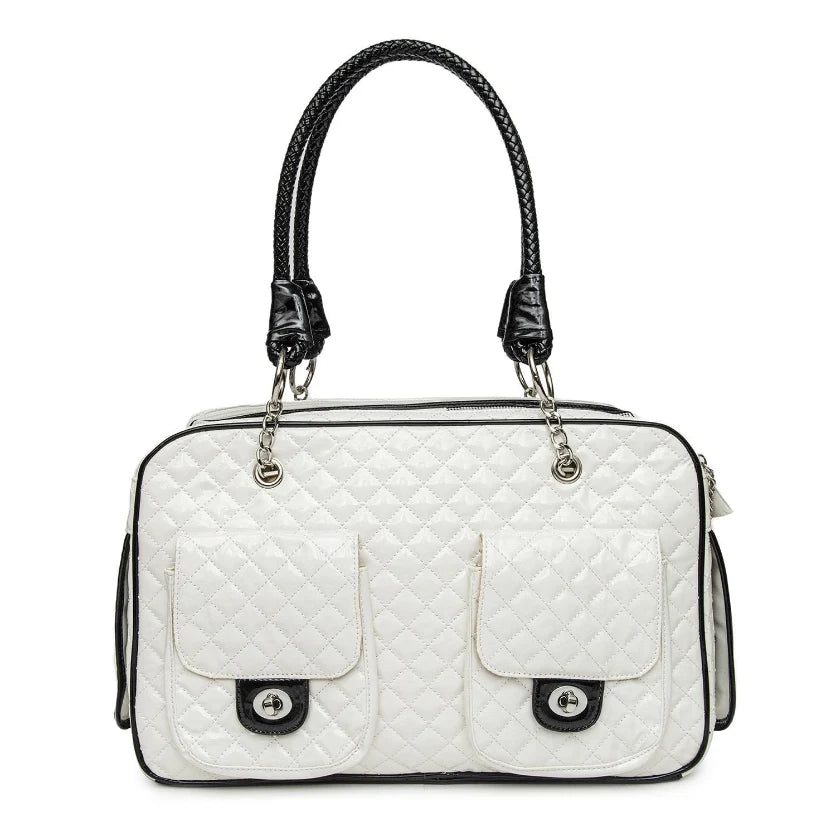 Camille Quilted Pet Carrier Bag – White