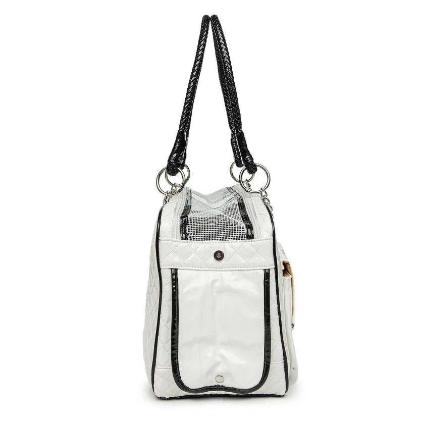 Camille Quilted Pet Carrier Bag – White
