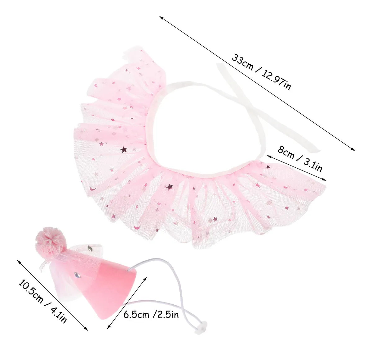 Blue Star Tulle Birthday Hat & Collar Set for Pets