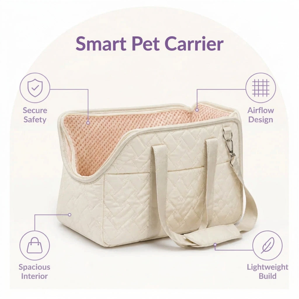 Elodie Quilted Pet Carrier Tote – Gray