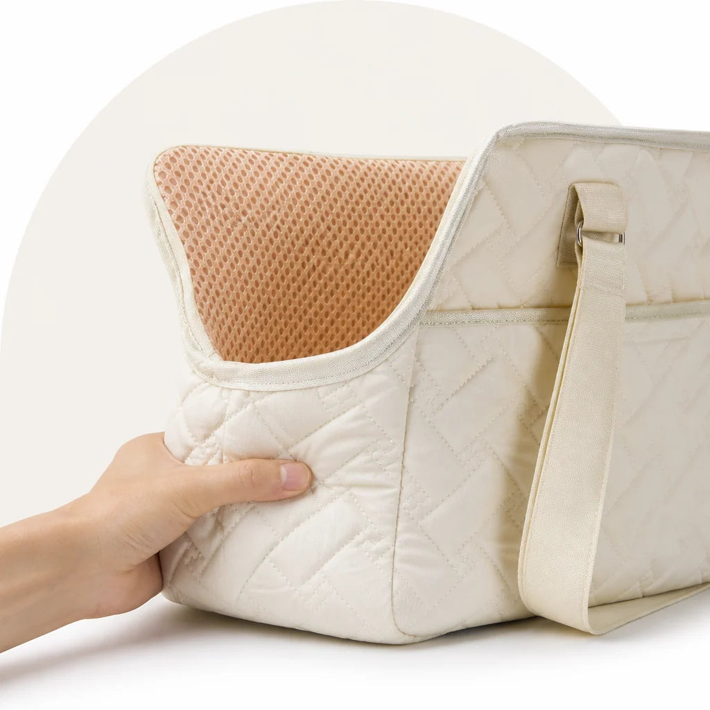 Elodie Quilted Pet Carrier Tote – Gray