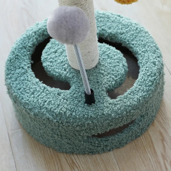 Daisy Flower Cat Scratching Post with Interactive Toys – Yellow