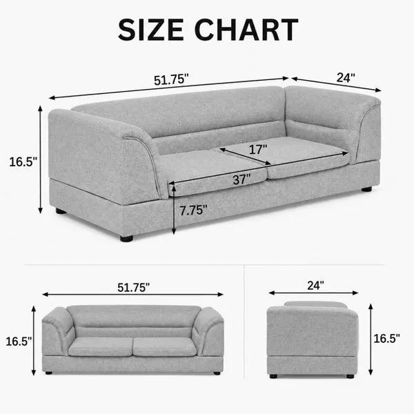 Light Gray Oversized Pet Sofa with Curved Arms