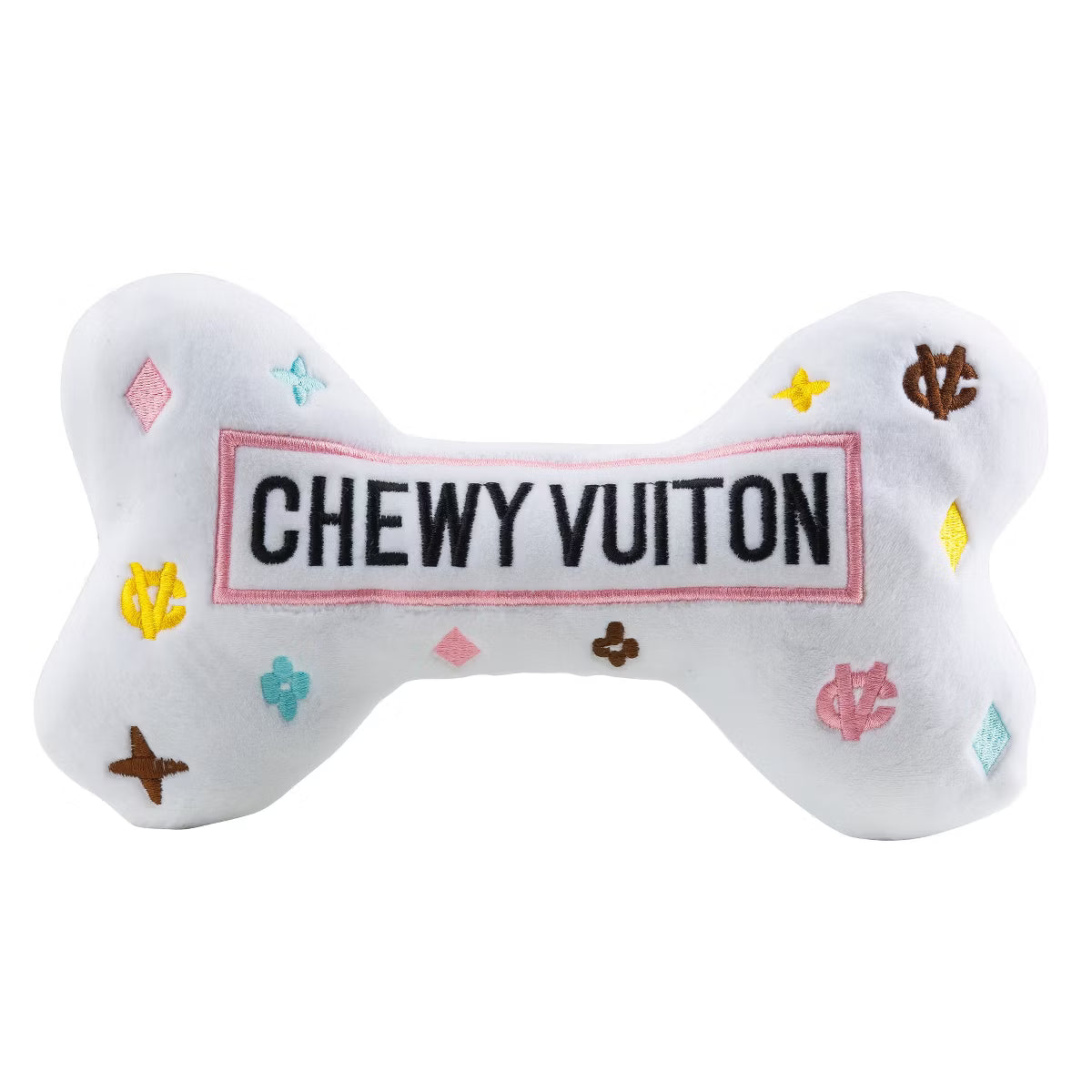 Chewy Vuiton White Bone Plush Dog Toy