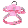 Pink Rhinestone Bow Pet Harness | Sparkly Escape-Proof Harness for Small Dogs & Cats