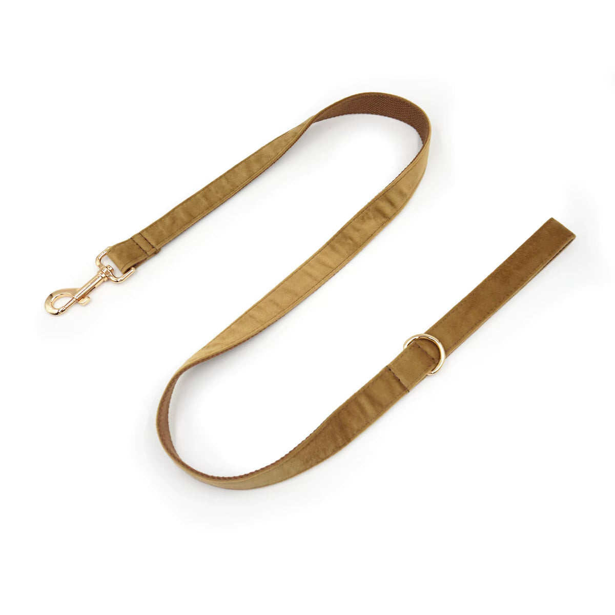 Yellow Velvet Dog Leash with Gold Hardware